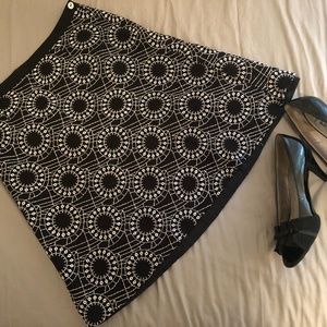 High Waist Linen Embroidered Black Skirt